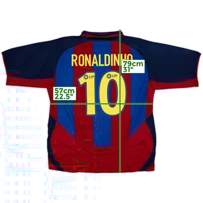 2003-04 Barcelona Home Shirt Ronaldinho #10 - 8/10 - (XL)