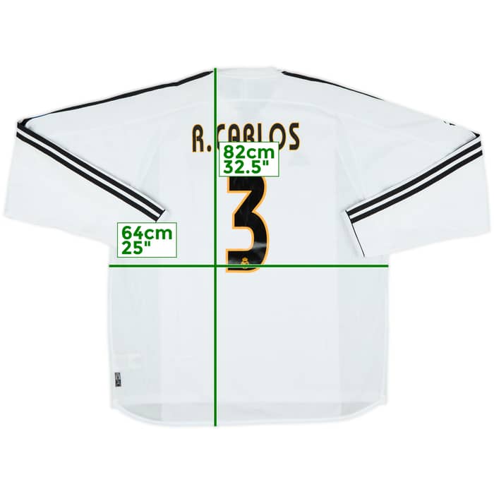 2003-04 Real Madrid Home L/S Shirt R.Carlos #3 (XL)