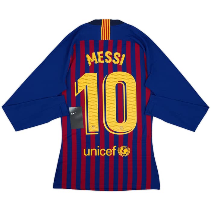 2018-19 Barcelona Player Issue Home L/S Shirt Messi #10 (S)