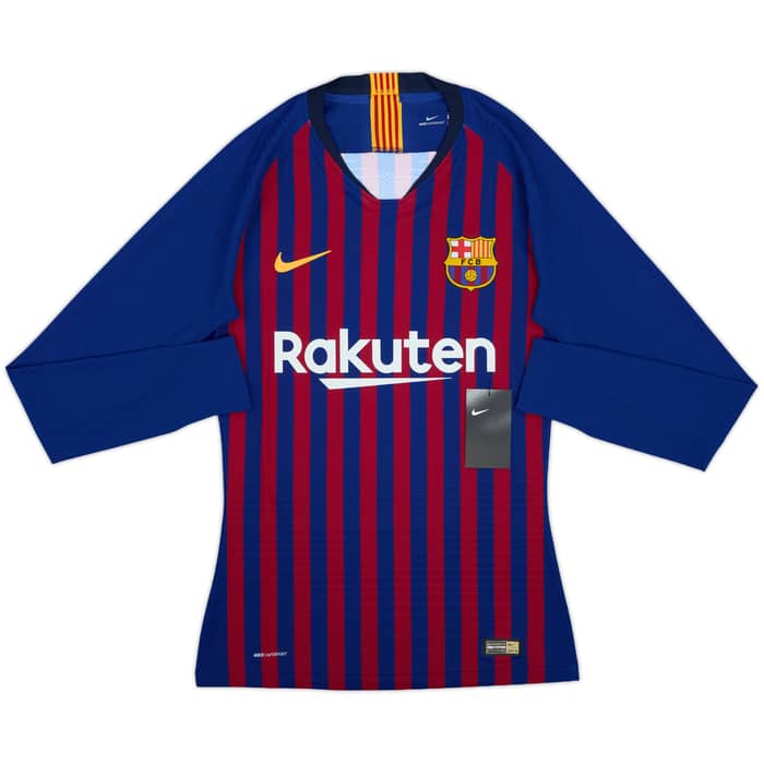 2018-19 Barcelona Player Issue Home L/S Shirt Messi #10 (S)