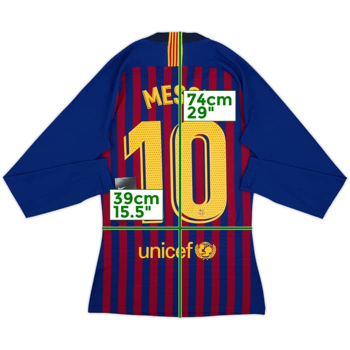 2018-19 Barcelona Player Issue Home L/S Shirt Messi #10 (S)