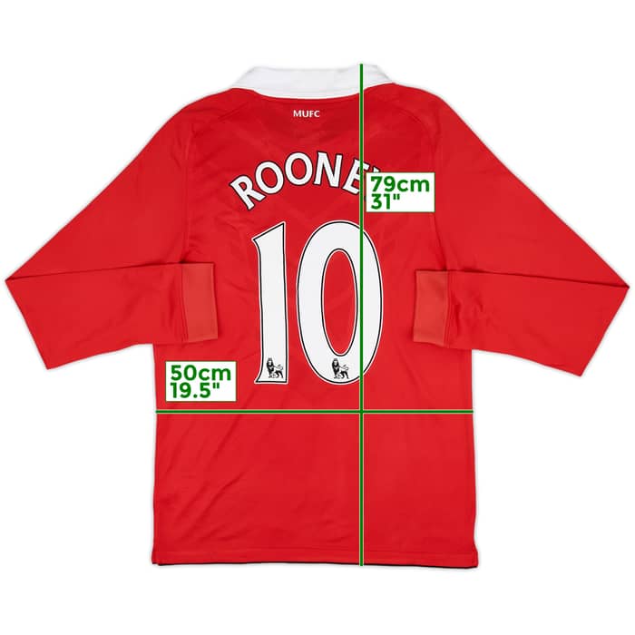 2010-11 Manchester United Home L/S Shirt Rooney #10 (M)