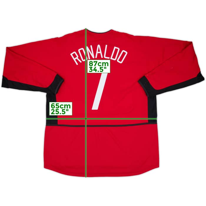 2002-04 Manchester United Home L/S Shirt Ronaldo #7 - 8/10 - (XXL)
