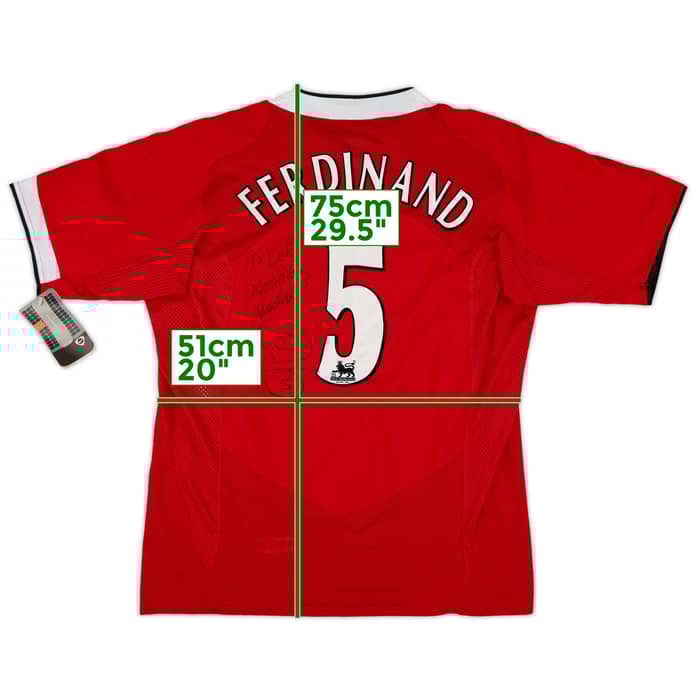 2004-06 Manchester United Signed Home Shirt Ferdinand #5 (L)
