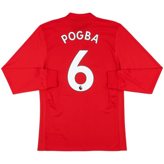 2017-18 Manchester United Player Issue Home L/S Shirt Pogba #6 (M/L)