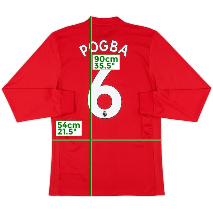 2017-18 Manchester United Player Issue Home L/S Shirt Pogba #6 (M/L)