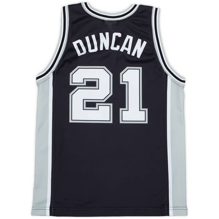 2002-10 San Antonio Spurs Duncan #21 Champion Away Jersey - 9/10 - (S.Boys)
