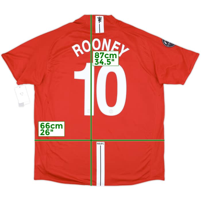 2007-09 Manchester United Home Shirt Rooney #10 (XXL)