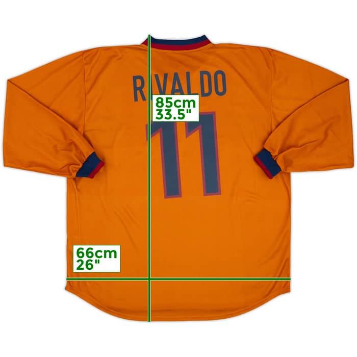 1998-00 Barcelona Player Issue Third L/S Shirt Rivaldo #11 - 9/10 - (XXL)