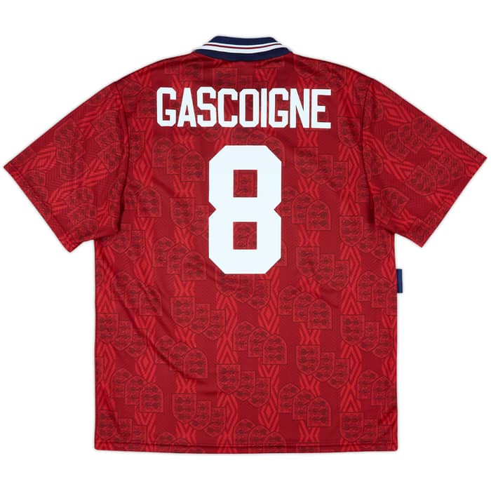 1993-95 England Away Shirt Gascoigne #8 - 9/10 - (XL)