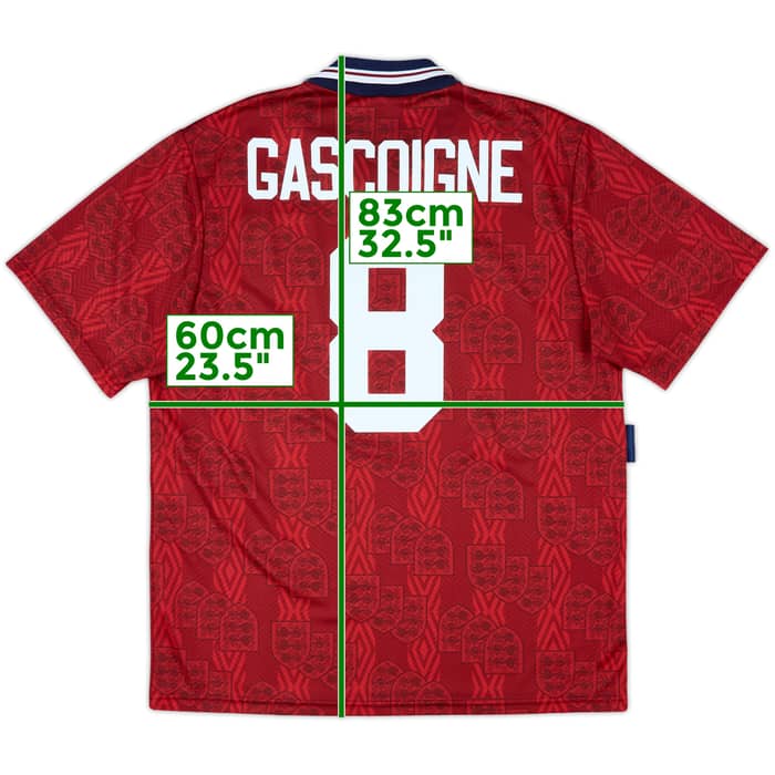 1993-95 England Away Shirt Gascoigne #8 - 9/10 - (XL)