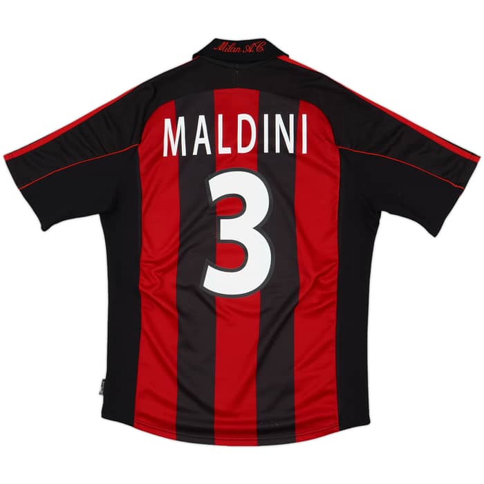 2000-02 AC Milan Home Shirt Maldini #3 - 8/10 - (M)