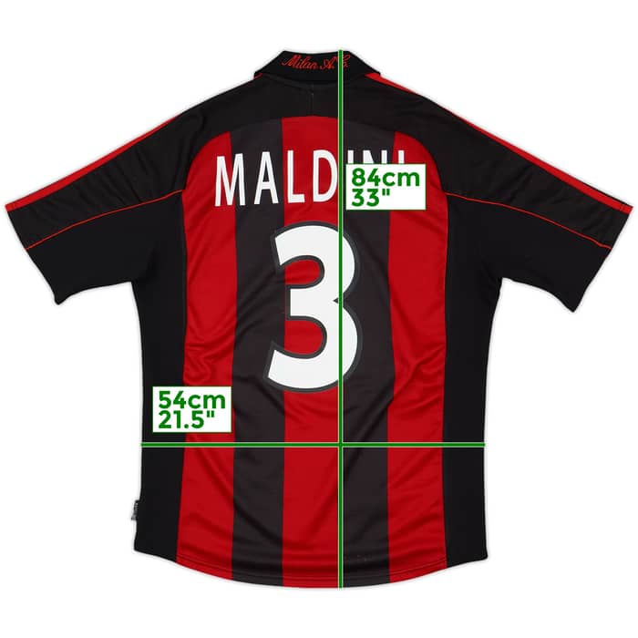 2000-02 AC Milan Home Shirt Maldini #3 - 8/10 - (M)