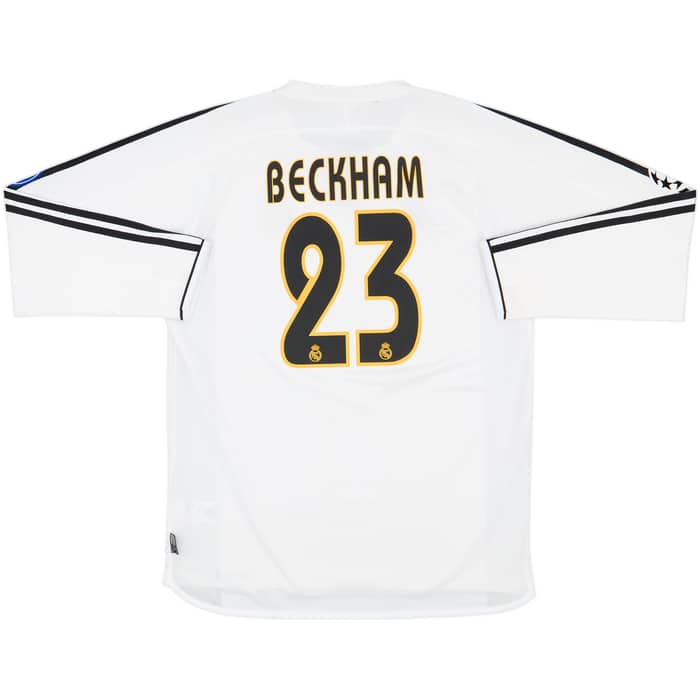 2003-04 Real Madrid Home L/S Shirt Beckham #23 - 8/10 - (L)