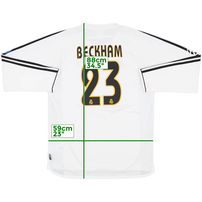 2003-04 Real Madrid Home L/S Shirt Beckham #23 - 8/10 - (L)
