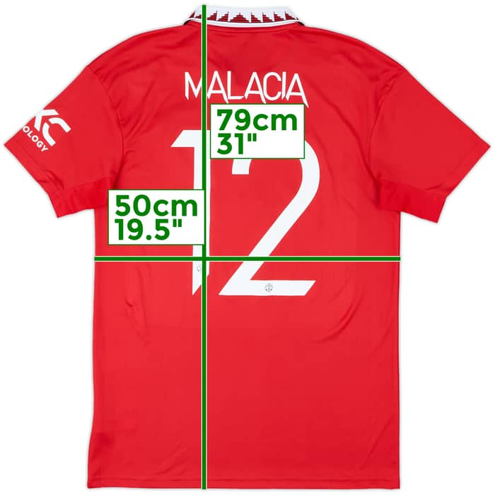 2022-23 Manchester United Home Shirt Malacia #12 - 8/10 - (M)