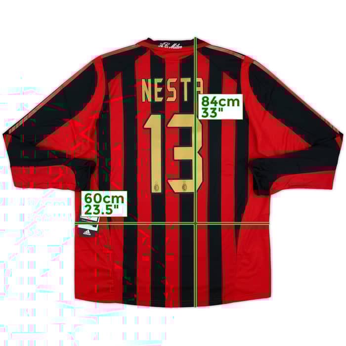 2005-06 AC Milan Player Issue Home L/S Shirt Nesta #13 (XL)