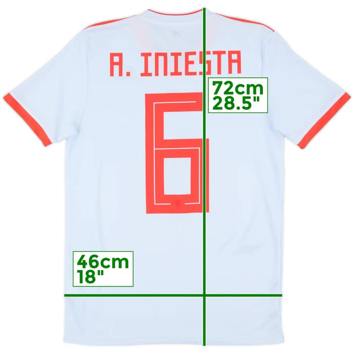 2018-19 Spain Away Shirt A.Iniesta #6 - 10/10 - (S)