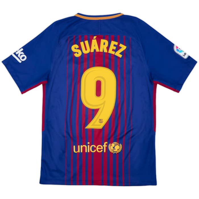 2017-18 Barcelona Home Shirt Suarez #9 - 9/10 - (S)