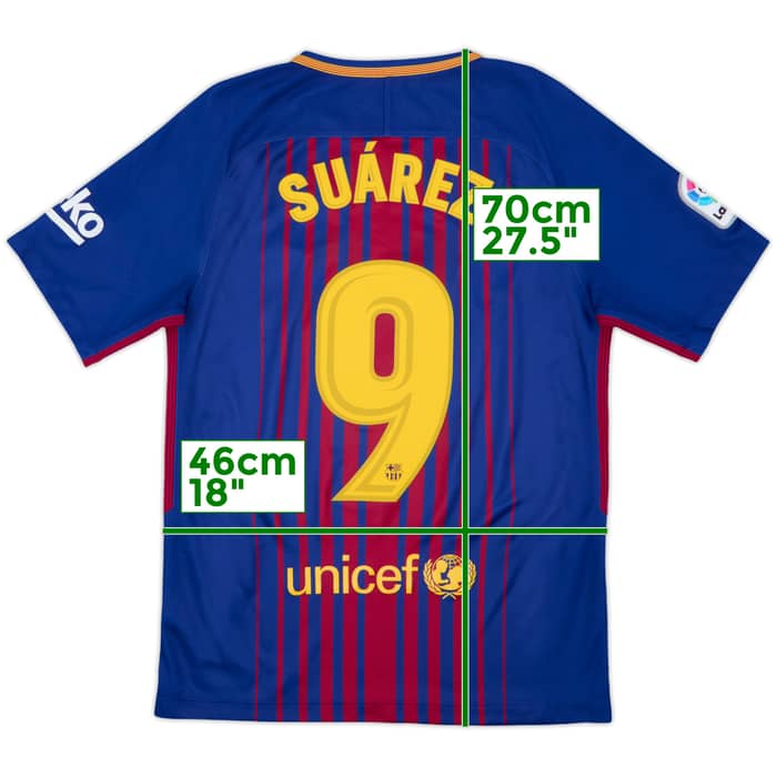 2017-18 Barcelona Home Shirt Suarez #9 - 9/10 - (S)