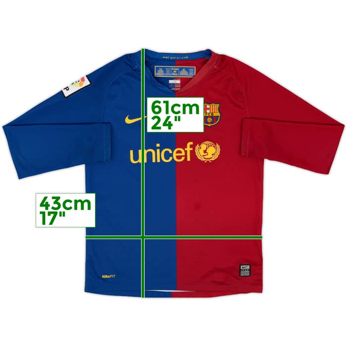 2008-09 Barcelona Home L/S Shirt - 9/10 - (M.Boys)
