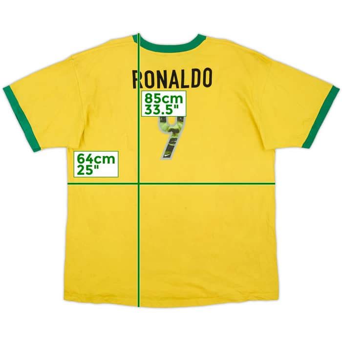 1998 Brazil Nike Cotton Tee Ronaldo #9 - 5/10 - (XXL)
