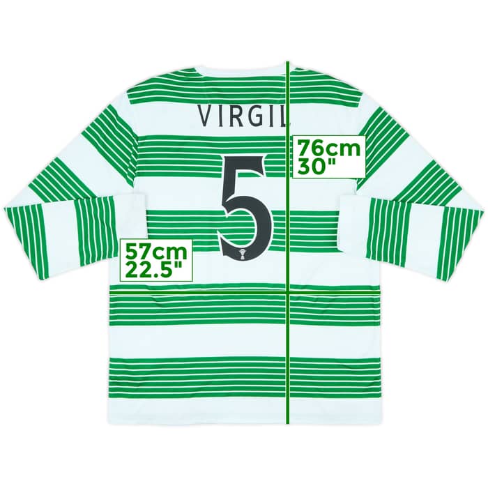 2013-15 Celtic Home L/S Shirt Virgil #5 - 7/10 - (L)