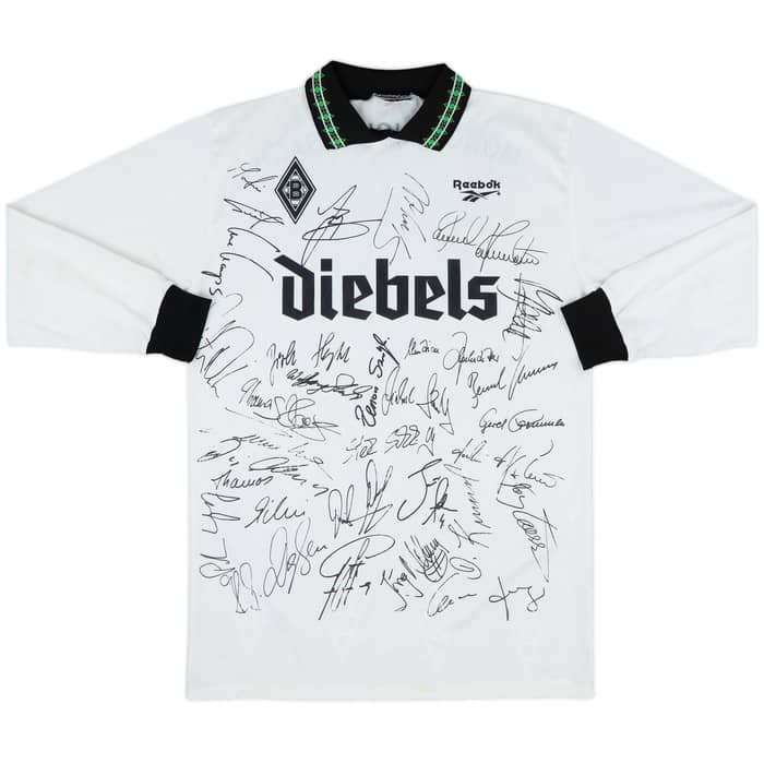 1995-96 Borussia Monchengladbach 'Squad Signed' Home L/S Shirt - 7/10 - (M)