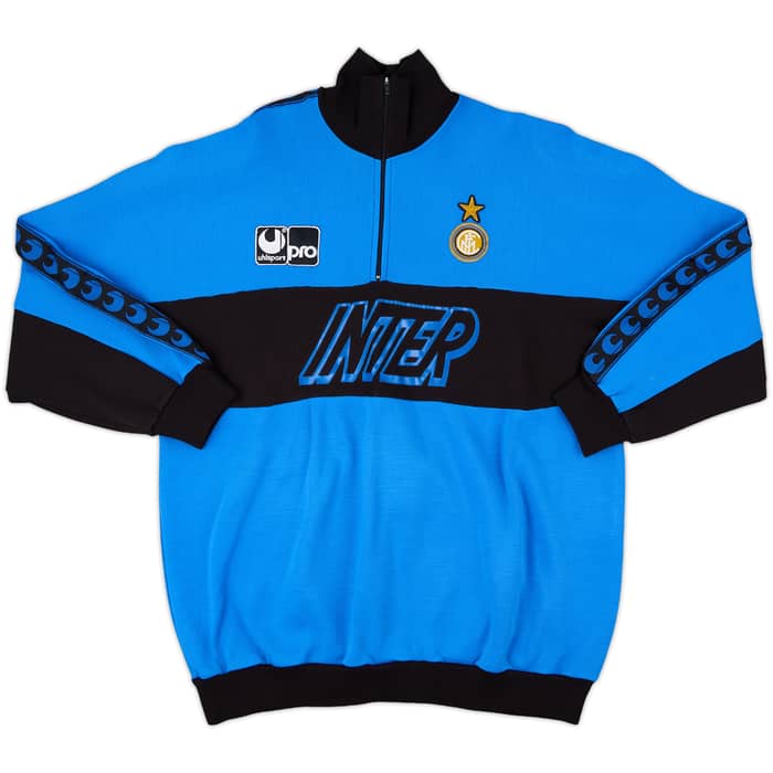 1990-91 Inter Milan Uhlsport 1/4 Zip Sweat Top - 8/10 - (XL)