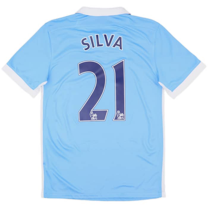 2015-16 Manchester City Home Shirt Silva #21 - 8/10 - (S)