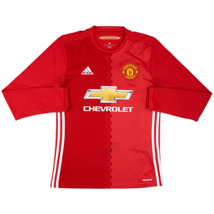 2016-17 Manchester United Signed Home L/S Shirt - 9/10 - (S)