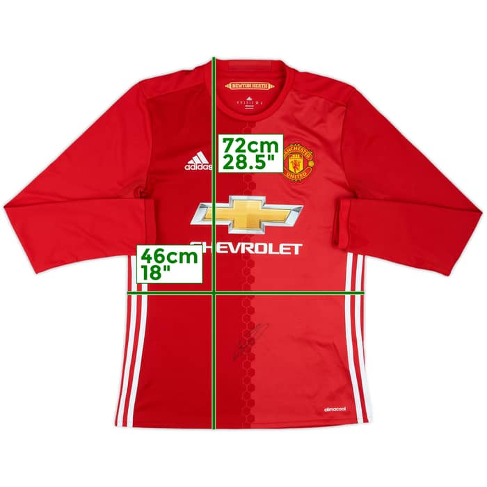 2016-17 Manchester United Signed Home L/S Shirt - 9/10 - (S)
