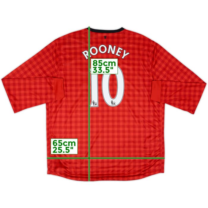 2012-13 Manchester United Home L/S Shirt Rooney #10 (XXL)