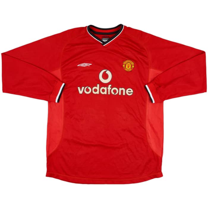 2000-02 Manchester United Home L/S Shirt - 5/10 - (XL)