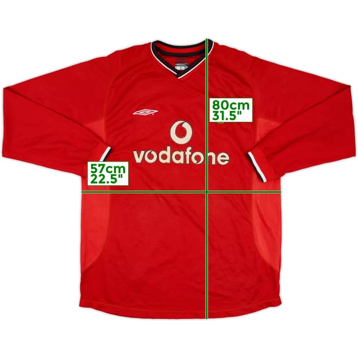 2000-02 Manchester United Home L/S Shirt - 5/10 - (XL)