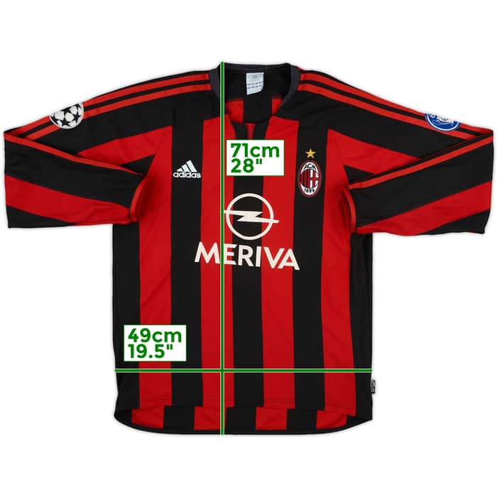 2003-04 AC Milan Home L/S Shirt - 5/10 - (S)