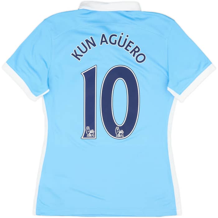 2015-16 Manchester City Home Shirt Kun Aguero #10 - 9/10 - (Women's S)