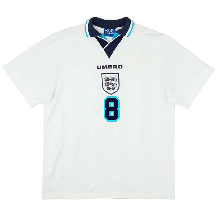 1995-97 England Home Shirt Gascoigne #8 - 5/10 - (XL)