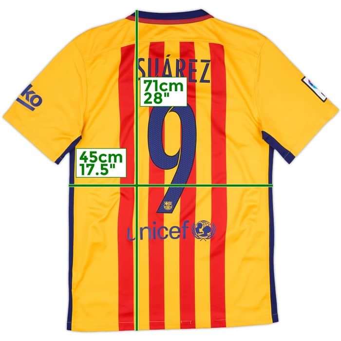 2015-16 Barcelona Away Shirt Suarez #9 - 7/10 - (S)