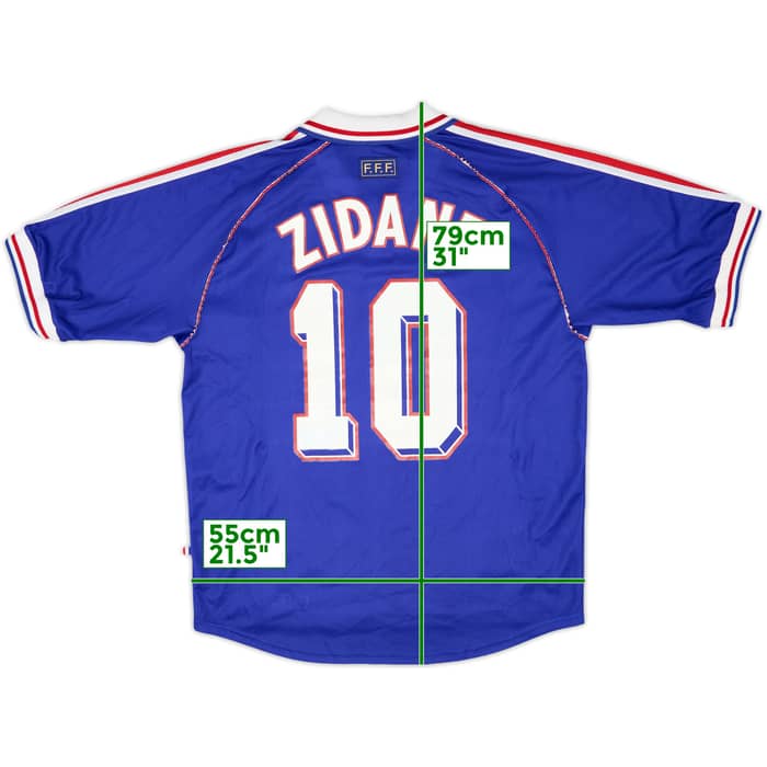 1998-00 France Home Shirt Zidane #10 - 8/10 - (L)