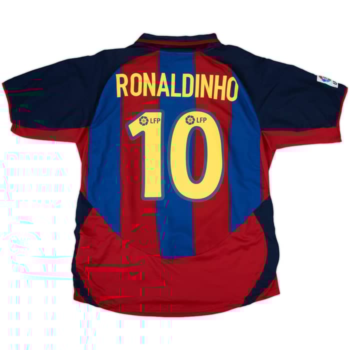 2003-04 Barcelona Home Shirt Ronaldinho #10 - 8/10 - (L)