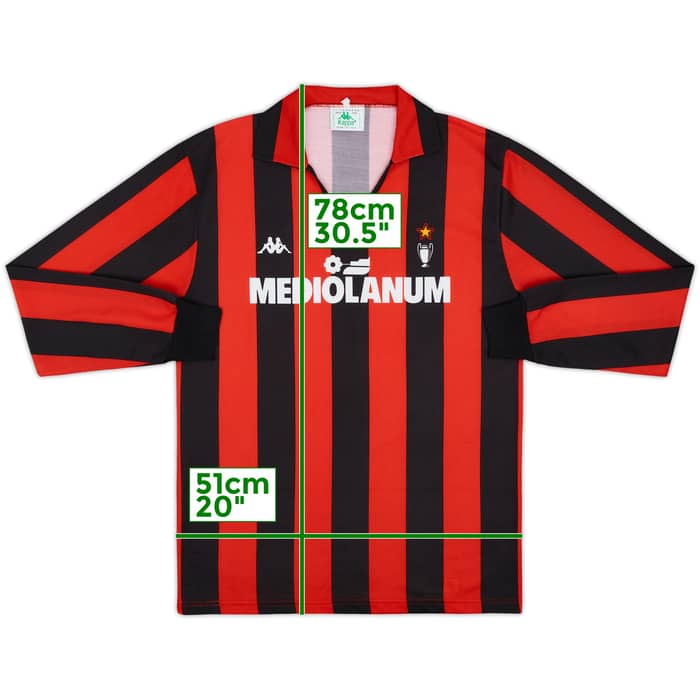 1988-89 AC Milan Home L/S Shirt - 8/10 - (XL)