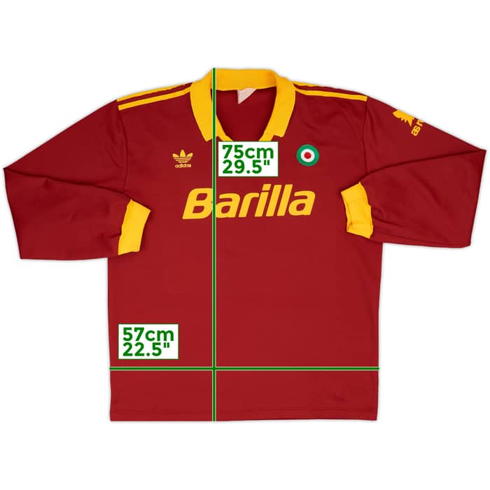 1991-92 Roma Home L/S Shirt - 8/10 - (XL)