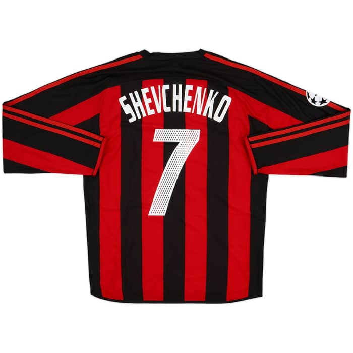 2003-04 AC Milan Player Issue Home L/S Shirt Shevchenko #7 - 7/10 - (S)