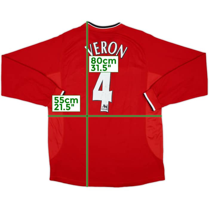 2000-02 Manchester United Home L/S Shirt Veron #4 - 6/10 - (L)