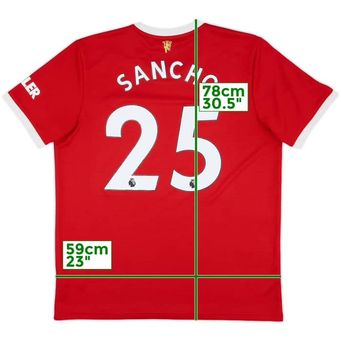 2021-22 Manchester United Home Shirt Sancho #25 - 8/10 - (XL)