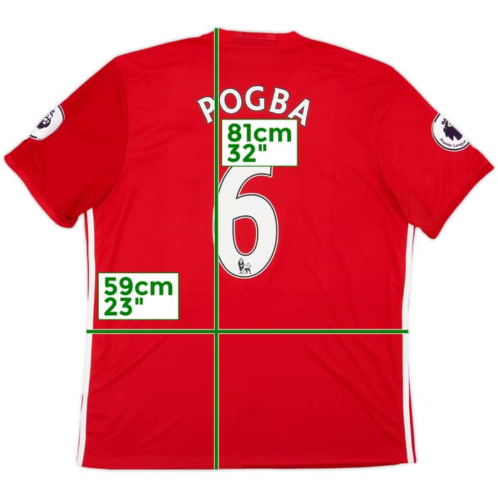 2016-17 Manchester United Home Shirt Pogba #6 - 8/10 - (XL)