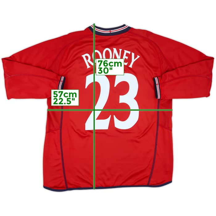 2002-04 England Away L/S Shirt Rooney #23 - 8/10 - (XL)