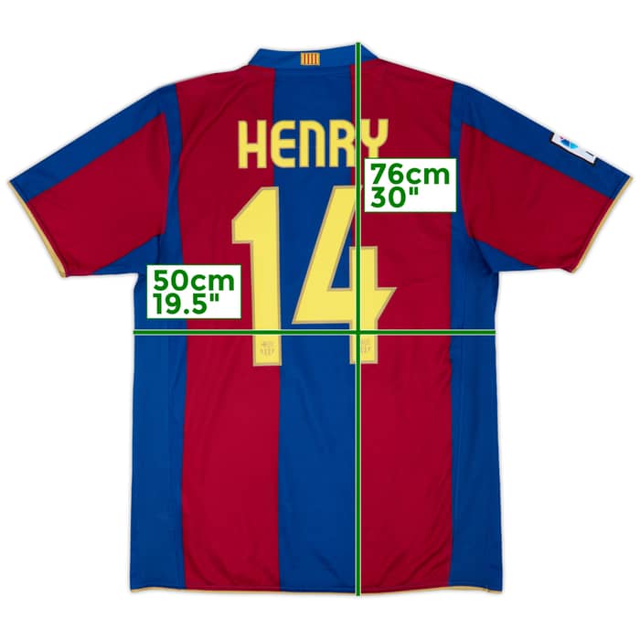 2007-08 Barcelona Home Shirt Henry #14 - 8/10 - (M)