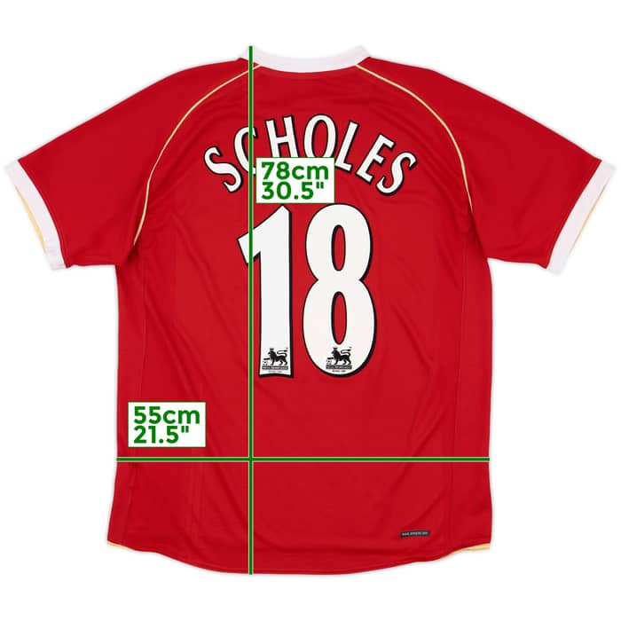 2006-07 Manchester United Home Shirt Scholes #18 - 8/10 - (L)